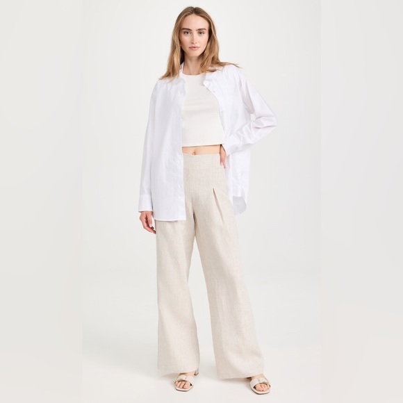 Reformation Cleo Linen Pants in Oatmeal (US 8) - Picture 3 of 10